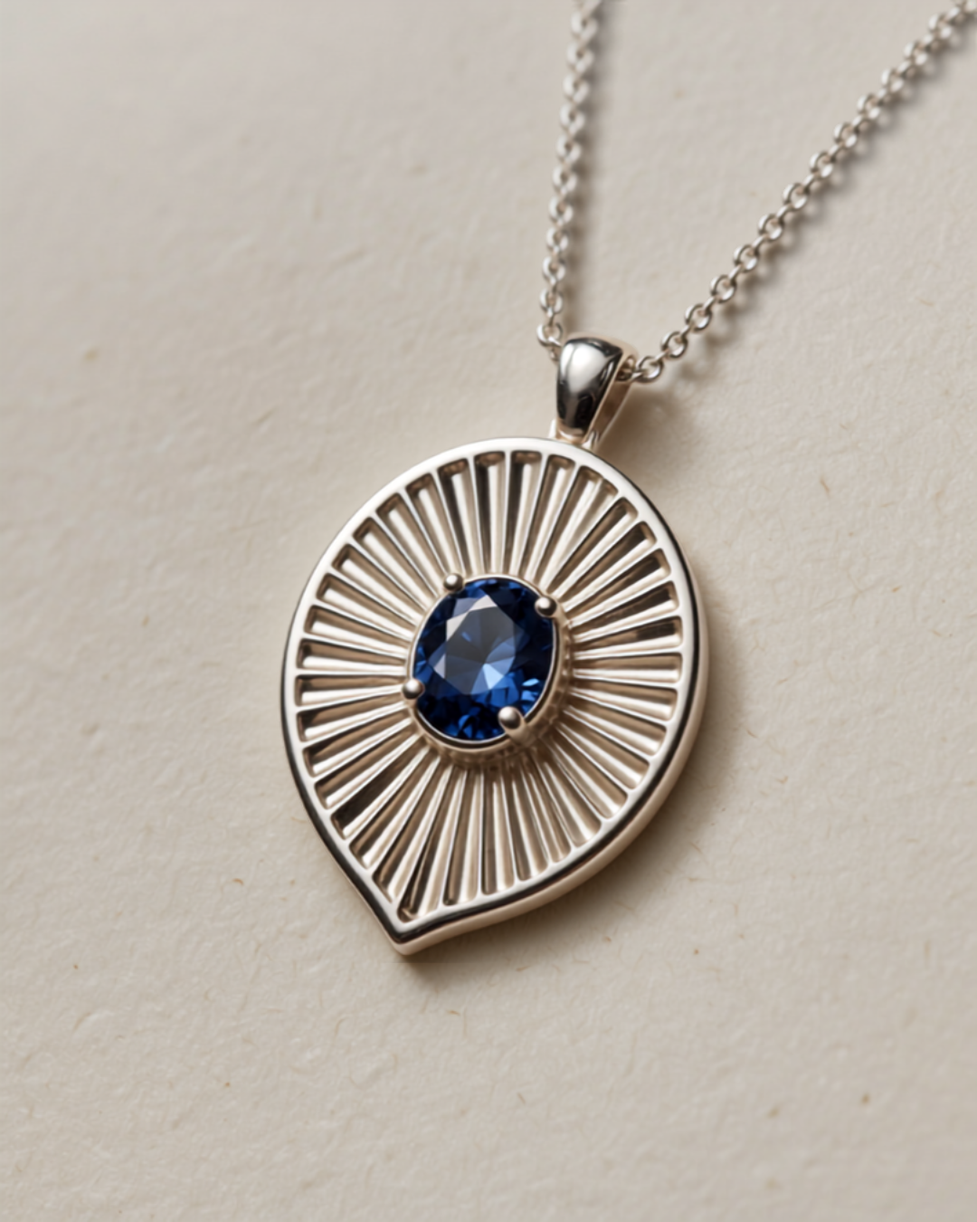 Collier Plume argent 925 et saphir, pendentif ogive — Carron et Olivier