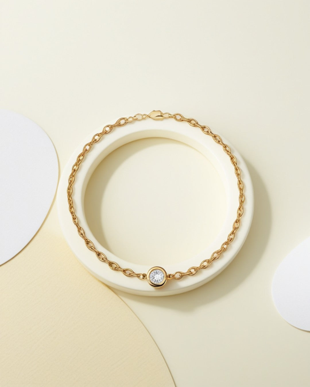 Bracelet Chaîne Solitaire or jaune — Carron et Olivier