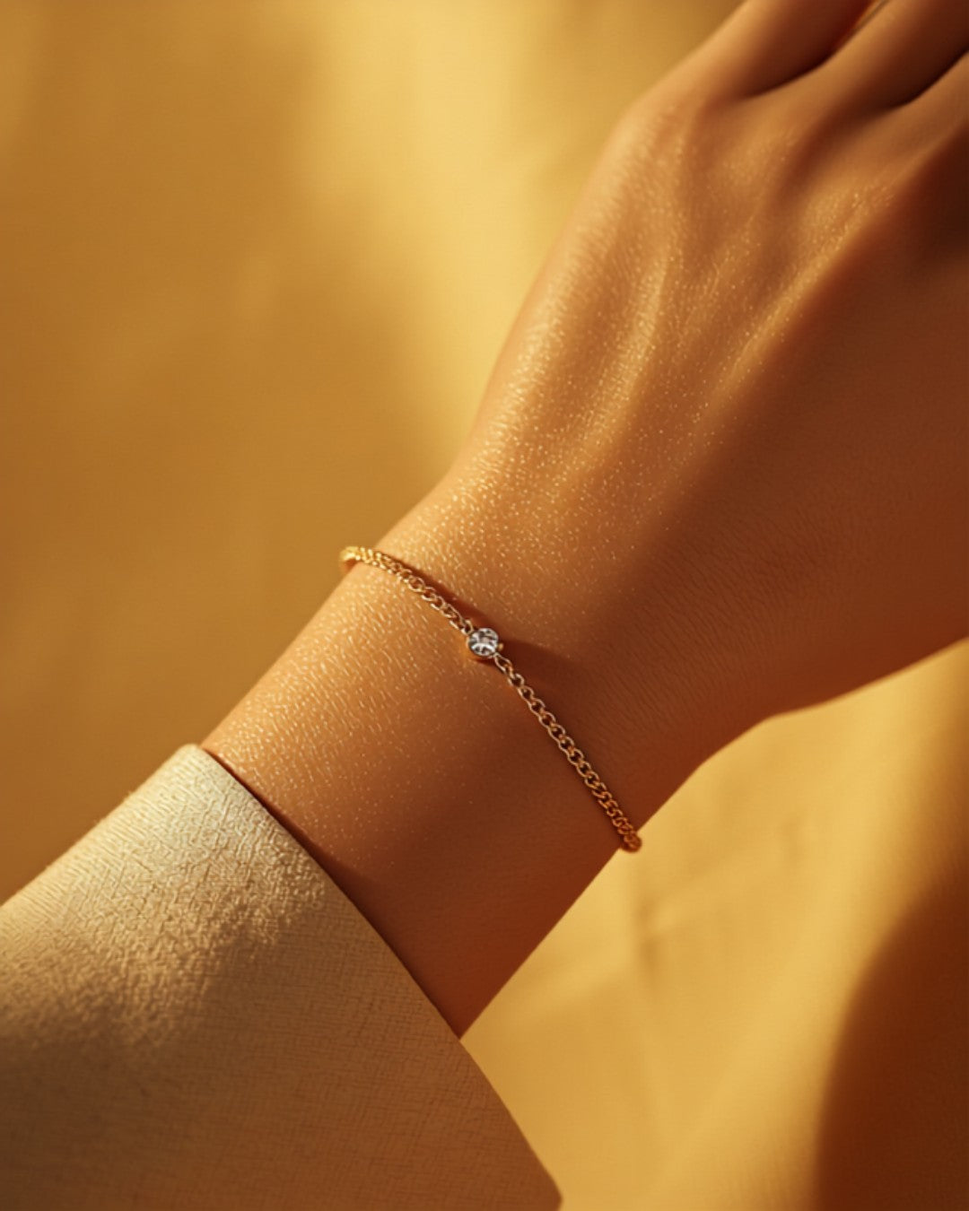 Bracelet Chaîne Solitaire porté — Carron et Olivier