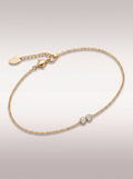 Bracelet Solitaire — deux diamants sertis clos sur chaîne forçat, or — packshot