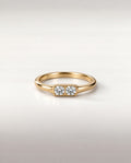 Bague Tandem — anneau fin en or jaune, deux diamants de laboratoire en serti clos, vue de face
