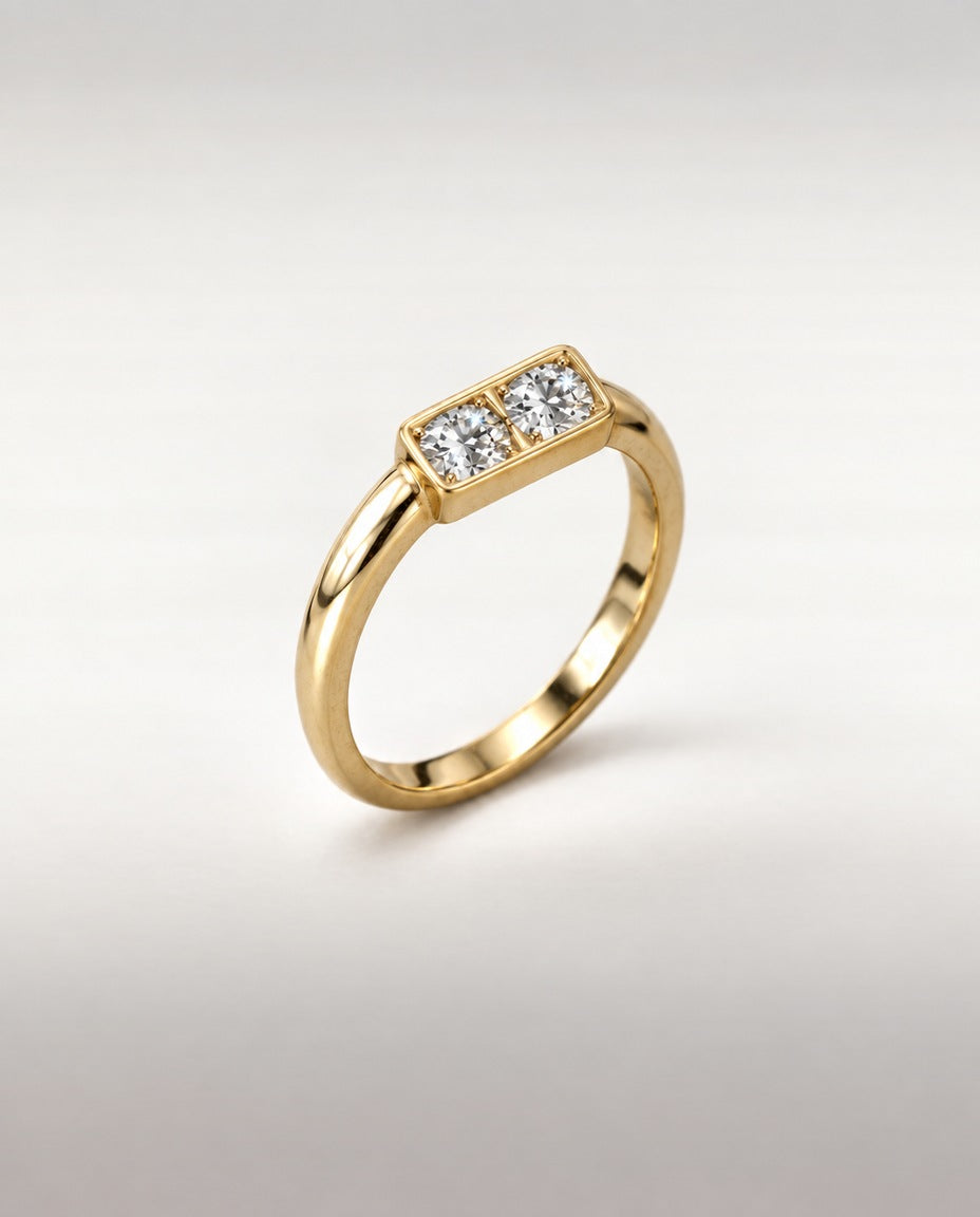 Bague Tandem — vue de trois quarts