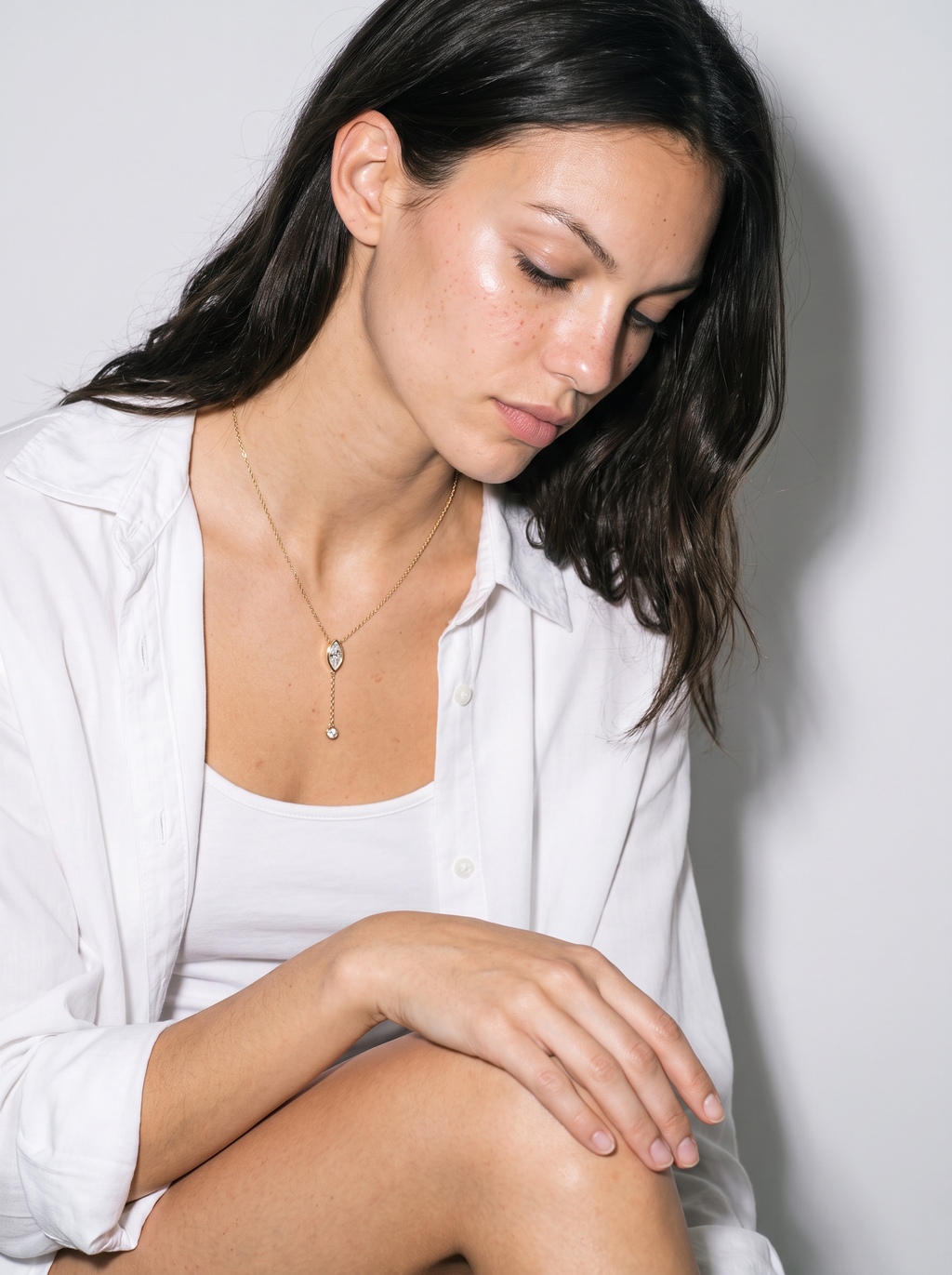 Collier Lariat Marquise porté