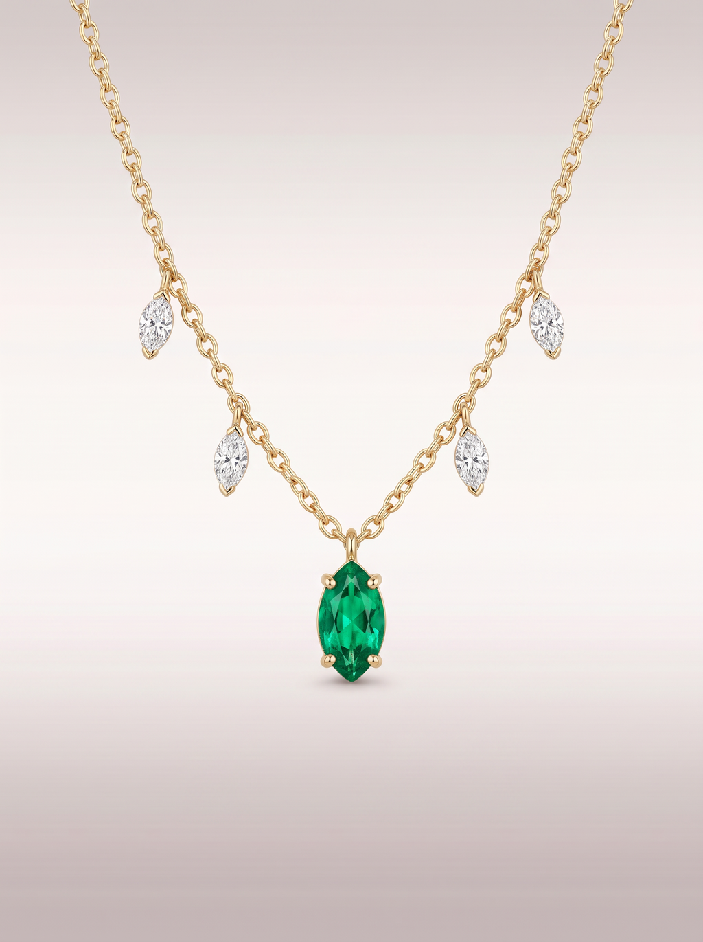 Collier Pampilles Émeraude & Diamants — vue de face