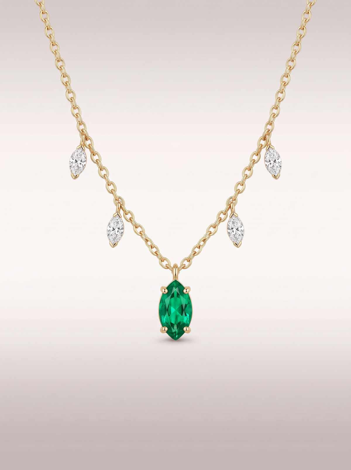 Collier Pampilles Émeraude & Diamants — vue de face