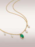 Collier Pampilles Émeraude & Diamants — vue trois-quarts