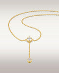 Collier Aplomb — collier en Y, deux diamants de laboratoire sertis clos, or jaune — vue trois-quarts
