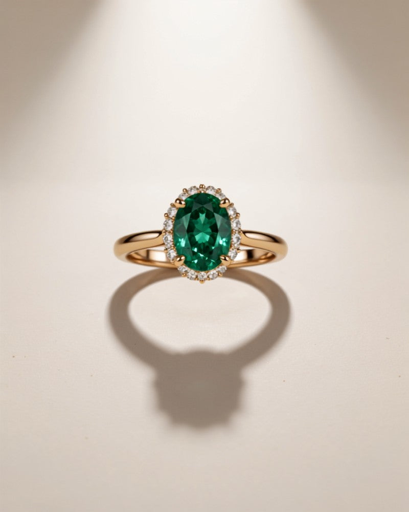 Bague Émeraude Halo — Carron et Olivier