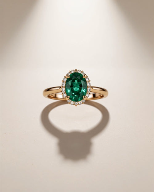 Bague Émeraude Halo — Carron et Olivier